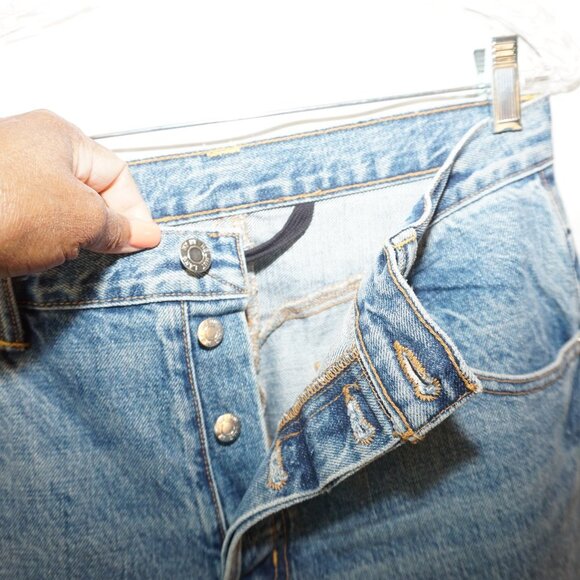 Helmut Lang High Rise Straight Jean Creased Vintage Denim Blue Straight Jeans 30 - Picture 11 of 13